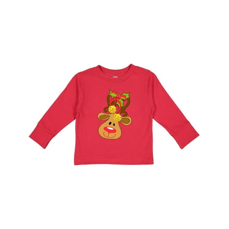 

Inktastic Cute Christmas Reindeer with Bells Gift Toddler Boy or Toddler Girl Long Sleeve T-Shirt