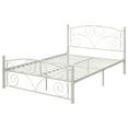 thumbnail image 3 of Queen Size White Metal Bed Frame with Headboard - Flower Design, Sturdy Steel, 600lbs Capacity, for Bedroom. Easy Assembly, No Box Spring Needed., 3 of 10