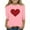 Pink-14, variant on Avrntaa Spring Valentine Tops for Girls - Heart Print 3/4 Sleeve Tee, Cute Loose Graphic Tunic, Casual Crewneck Blouse