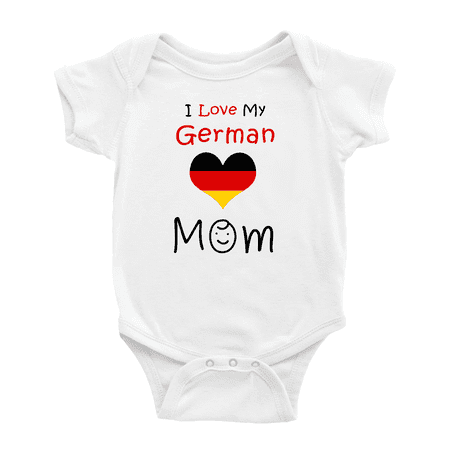 

I Love My German Mom Baby Bodysuit Newborn Clothes Outfits (White 18-24 Months)
