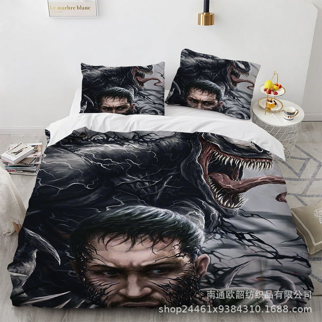 Venom Ensemble de Literie, Ensemble Trois Pièces, Microfibre Douce, Housse de Couette Imprimée 3D-ZJKDGJKJ