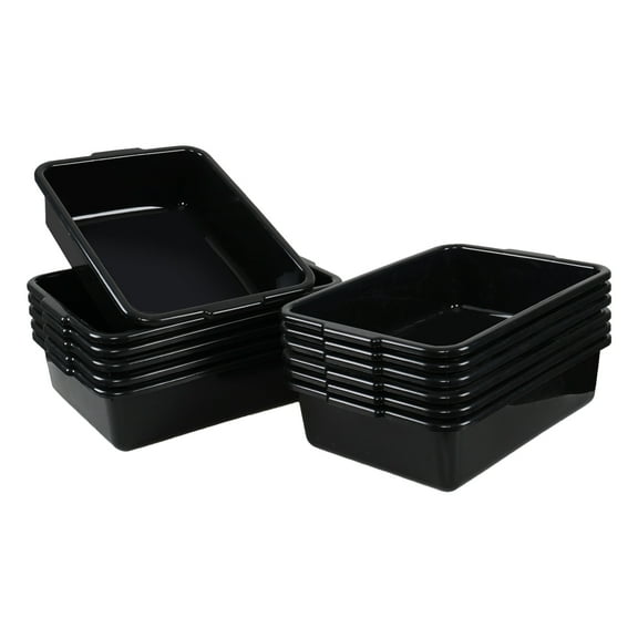 Julyeen 13 L Plastic Commercial Bus Box, 12-Pack Restaurant Bus Tubs, Black