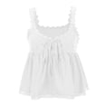 thumbnail image 5 of Huowey Women's Lace Trim Tank Top Sleeveless Scoop Neck Lace Trim Solid Color Cotton Linen Shirts Embroidery Camisole Loose Fit Summer Cozy Dailywear Vacation Tshirts Clothes,White,L, 5 of 9