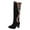 Black, variant on jsaierl Faux Suede Knee High Cowboy Boots for Women Fashion Furry Warm Tall Boot Snow Winter Western Cowgirl Boots Wide Calf Round Toe High Chunky Heel Booties