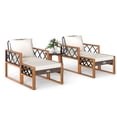 thumbnail image 4 of Gymax 5 PCS PE Rattan  Conversation Set w/Acacia Wood Table Chairs w/Ottomans Outdoor Brown, 4 of 5
