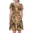thumbnail image 1 of Balery Animal Leopard Vestidos sueltos de manga corta para mujer, vestidos de verano 2025, vestidos casuales de corte A con vuelo., 1 of 6