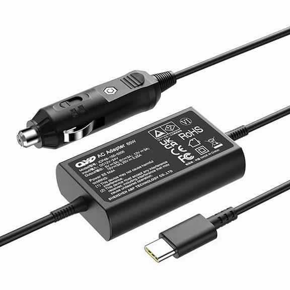 Laptop Car Charger USB C 65W DC Adapter for Lenovo Thinkpad Yoga Ideapad Slim ThinkBook MacBook Dell Latitude Chromebook Asus Acer HP Samsung and All Device with Type-C Port