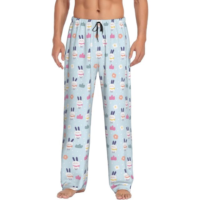 Balery Rabbit In The Rain Pantalones de pijama para hombre, pijama ultraligero, pantalón de descanso-3X-Large