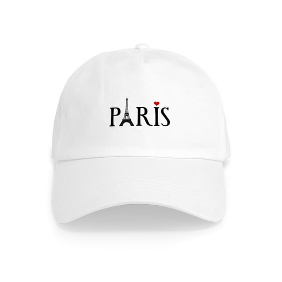 CafePress - Paris With Eiffel Tower, French Word Art Baseball - Adjustable 100% Brushed Unisex Casual Cotton Baseball Cap, Beige, 1