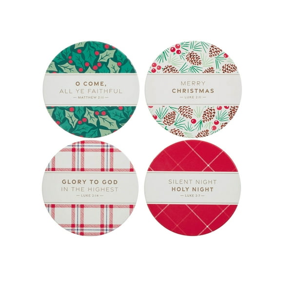 Coaster Set 4pc Christmas Plaid, (Hardcover)