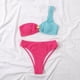 thumbnail image 2 of Gibobby Conjunto de bikini para mujer Bikini de contraste de color para mujer Traje de baño sexy Traje de baño dividido ondulado para mujer(Rosa caliente,CH), 2 of 5