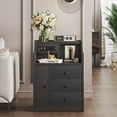 Tiptiper Nightstand Set of 2 with Charging Station and Hutch, Night Stand with 3 Storage Drawers