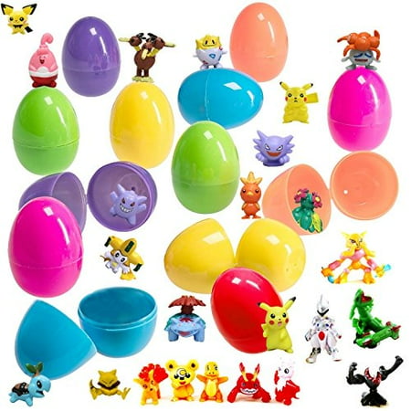 24 Assorted Easter Eggs with 24 Inspired Pokemon Figures. Perfect for Easter Egg Hunting and (Best Way To Hatch Eggs Pokemon Go)