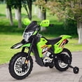 thumbnail image 4 of Costway 6V Kids Ride-On Motorcycle Electric Battery Powered Bike w/Training Wheels Green/Red, 4 of 10