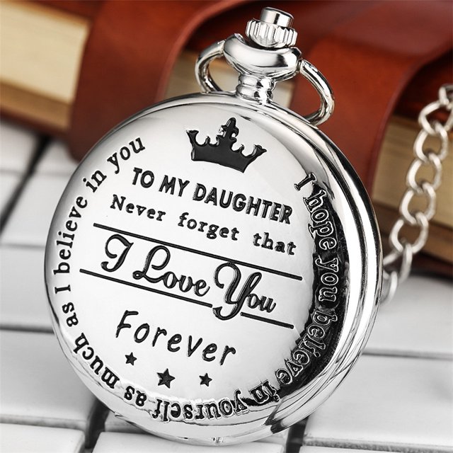 Collar de reloj de bolsillo con texto en inglés, letras de moda europea y americana, reloj de bolsillo de cuarzo, regalo, joyería, llavero