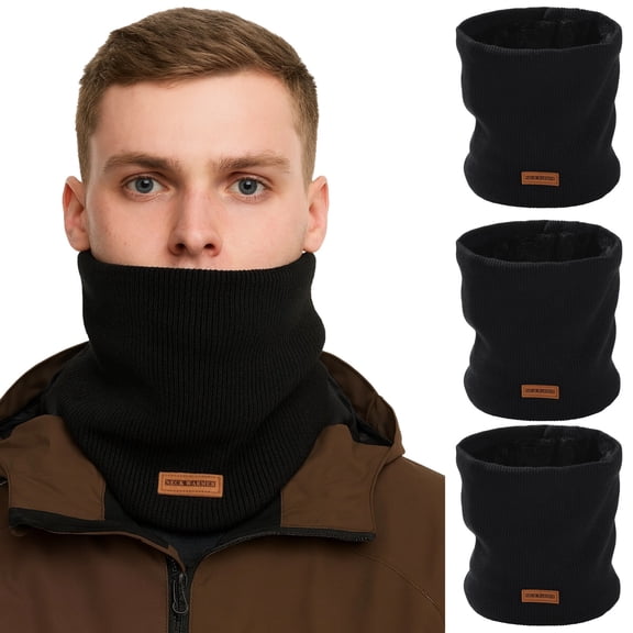 3PCS Winter Neck Warmers for Men & Women, Cozy Fleece Lined Neck Gaiter, Sturdy Knit Constructed Scarf for Skiing, Running, and Cycling, 8.7" x 9.8"