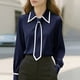 thumbnail image 1 of Ounisa Women's Bow Tie Neck Long Sleeve Buttton Cuff Chiffon Elegant Blouse, 1 of 6