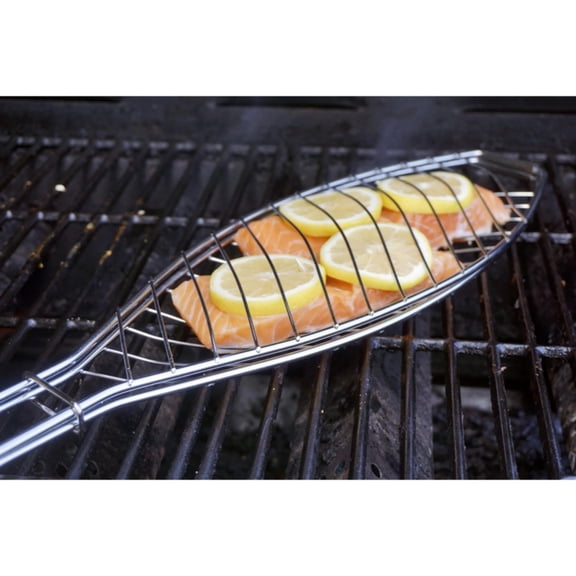 Stainless Steel Folding Fish Grill Basket with Wooden Handle - Non Stick BBQ Grilling Basket for Vegetables, Fish, Meat, Steak, Shrimp - Portable Outdoor Grilling Rack，22.2X5.9in