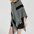 thumbnail image 6 of Ediodpoh Womens Fashion Fringe Bat Sleeve Sweater Pullover Striped Cape Sweater Shawl for Autumn Winter Black, 6 of 8