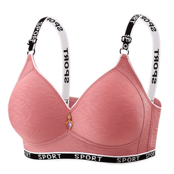 Hduncf Wireless Bra for Women Thin Seamless Comfort No Underwire Bralette V Neck Adjustable Straps Everyday Bras Pink 44