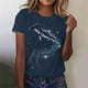 thumbnail image 3 of Tops de Ajuste Suelto para las Mujeres Sudadera Casual Impresa Manga Corta Cuello Redondo Superior, Poliéster, 3 of 4