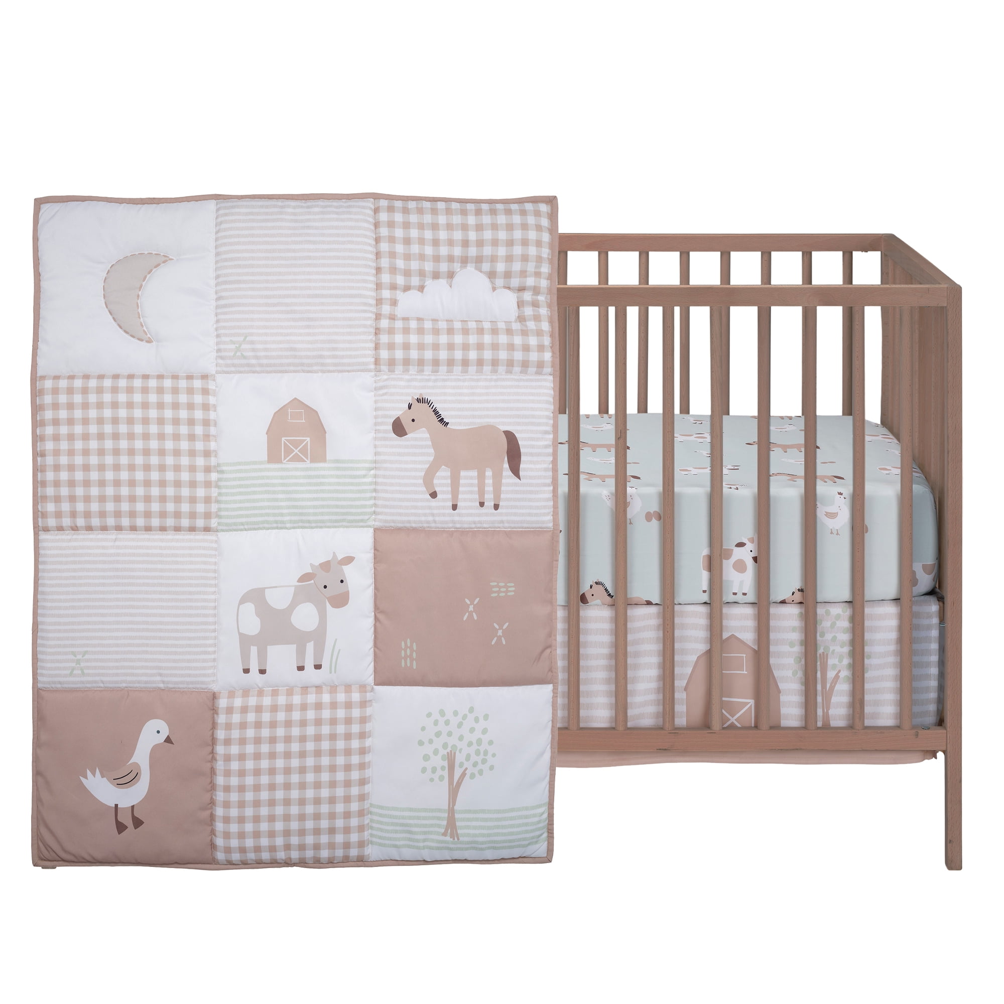 Bedtime Originals Farmyard Friends 3-Piece Infant Baby Nursery Crib Bedding Set