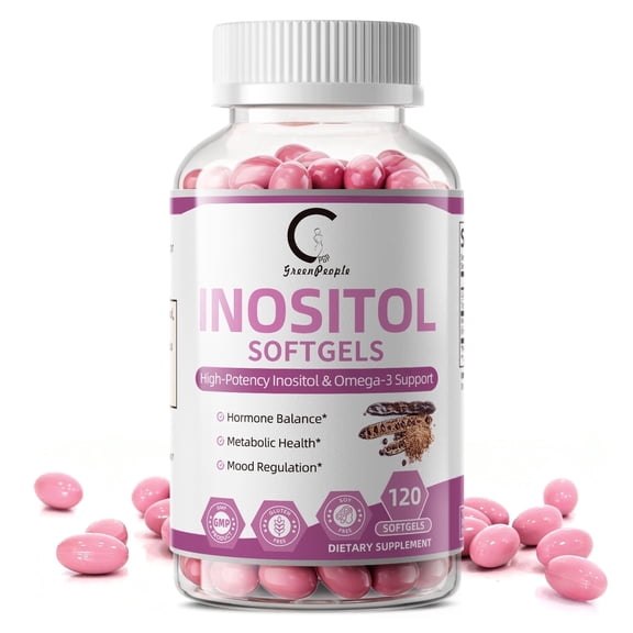 Inositol 1000mg with Omega-3 ALA 640mg, Formulated for Women's Hormone Balance, Ovarian Support, Metabolic Health, Plant-Sourced Omega-3, 120 Softgels By GPGP GreenPeople