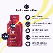 GU Energy, Original Energy Gels, Raspberry Lemonade - 24 count