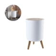 thumbnail image 2 of Cubo De Basura De 7 L De Plástico Blanco Con Tapa Redonda De Grano De Madera, Interruptor De Empuje De Pies Altos, Contenedor De Basura, Cubo De Basura Para Dormitorio, Sala De Estar, Oficina Advancent HA016395-00, 2 of 6