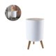thumbnail image 2 of Cubo De Basura De 7 L De Plástico Blanco Con Tapa Redonda De Grano De Madera, Interruptor De Empuje De Pies Altos, Contenedor De Basura, Cubo De Basura Para Dormitorio, Sala De Estar, Oficina Noticed HA016395-00, 2 of 6