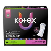 Kotex Ultra Thin Pads, Heavy Absorbency, 56 Count