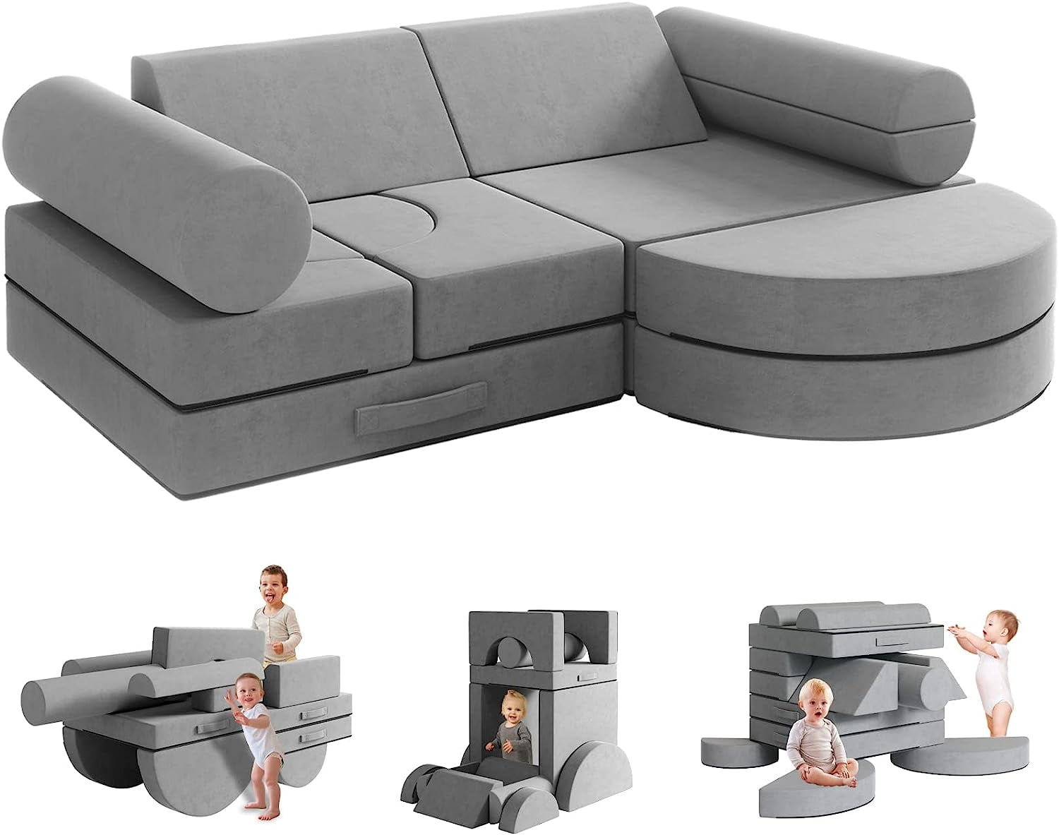 14Pcs Kids Couch, Wanan Floor Sofa Nugget Sofa for Kids, Modular Kids