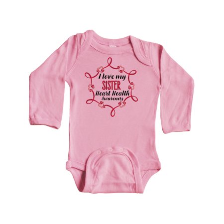 

Inktastic I Love My Sister Heart Health Awareness Gift Baby Boy or Baby Girl Long Sleeve Bodysuit