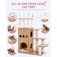 thumbnail image 5 of Made4Pets Modern Wood 51-Level Extra Tall 51.2" Cat Tree with Scratch Post, Brown, 5 of 9