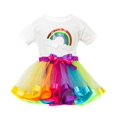 thumbnail image 1 of DPTALR 2PCS Filles Arc-en-Ciel Impression T-Shirt + Filles Jupe Tutu Parti Jupe Ensembles, 1 of 4