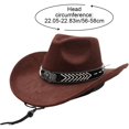 thumbnail image 3 of Slccxzc Classic Style Western Cowboy Hat Wide Brim Retro Jazz Cap Chin Strap Outdoor Travel Sun Protection Hat Brown, 3 of 7