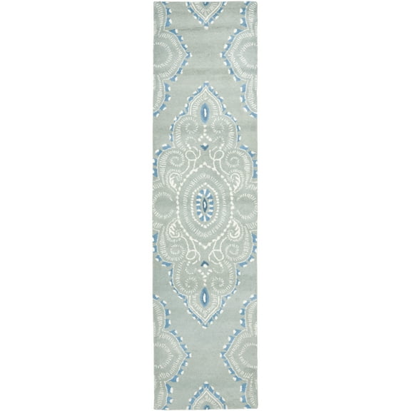 SAFAVIEH Wyndham Pompeii Damask Wool Runner Rug, Blue/Ivory, 2'3" x 11'
