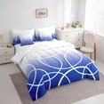 thumbnail image 3 of jejeloiu Geometric Striped Circular 7 Pieces Bedding Comforter Set,Gradient White Blue Full Bedding Set For Girls Boys Reversible, 3 of 8