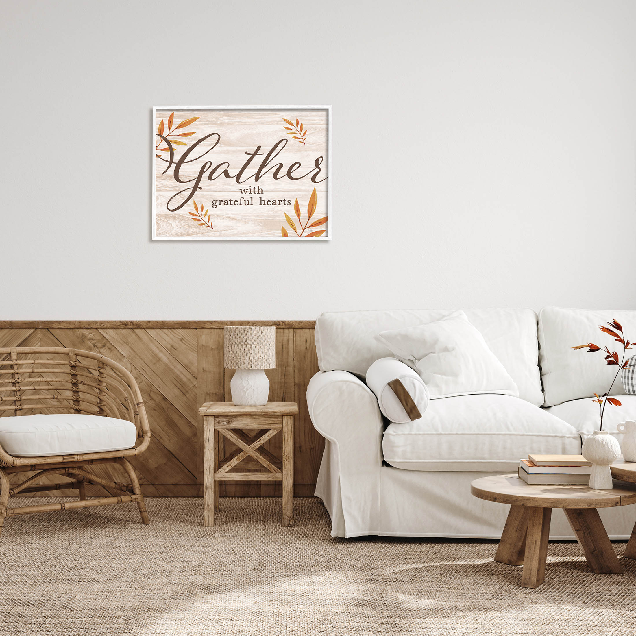 Gather With Grateful Hearts Botanicals Botanical & Floral Graphic Art White Framed Art Print Wall Art