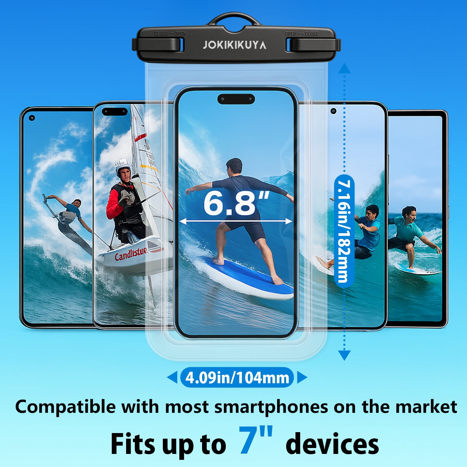 2-Pack IPX8 Waterproof Phone Pouch, 35m Underwater Dry Bag, Fits Up to 7" Phones, Compatible with iPhone 16/15/14/13 Pro Max, Galaxy S25/S24/S23 Ultra, Pixel 9/8, Touch-Friendly Waterproof Case