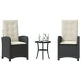 thumbnail image 1 of vidaXL 3 Piece Bistro Set with Cushions Black Poly Rattan, 1 of 5