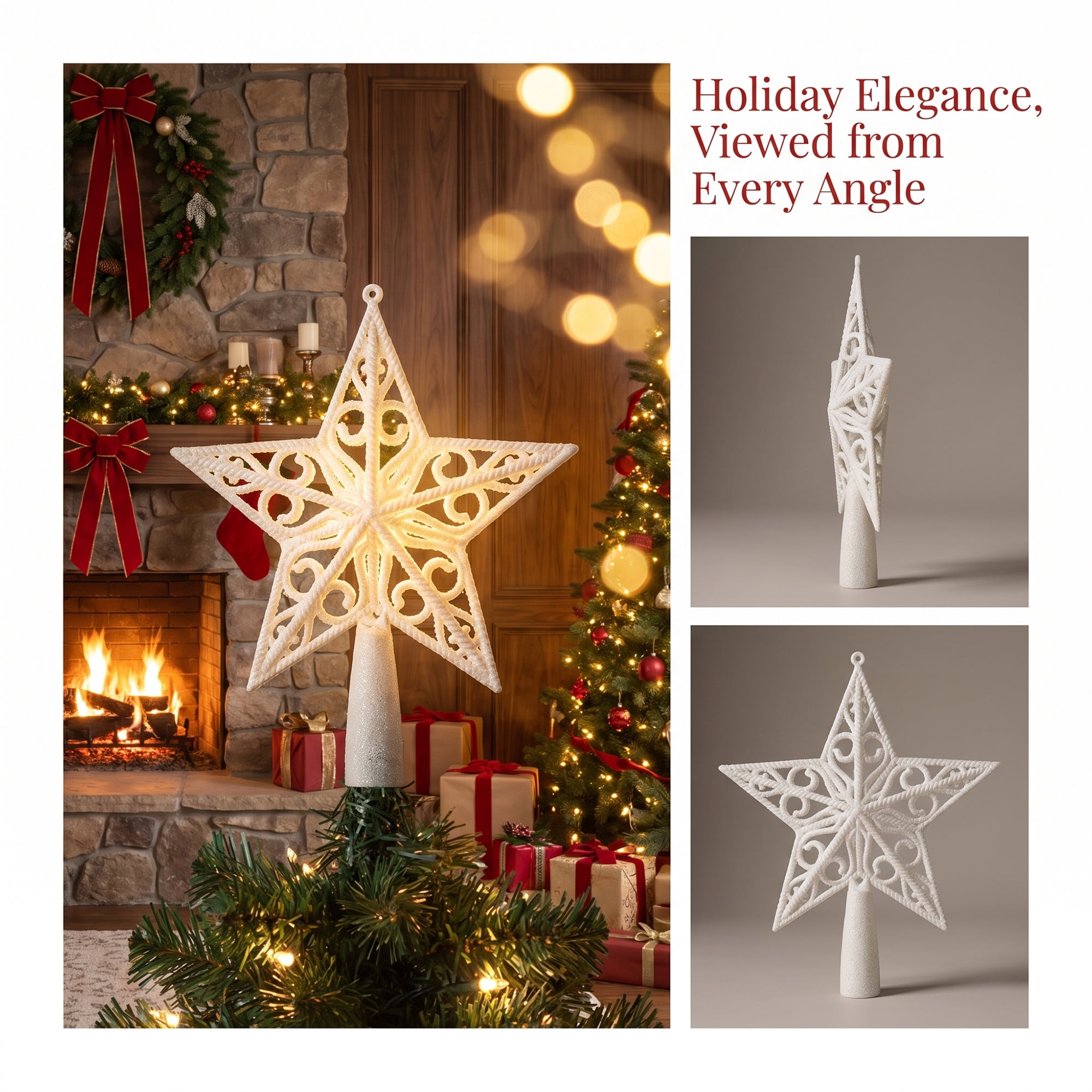 Unique Bargains Openwork Stellar Crest A Regal Crown Tree Accent White 6.3"