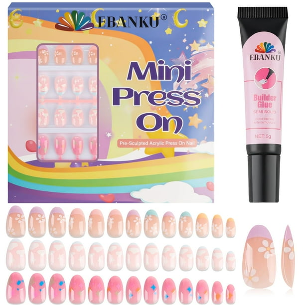 Press on Nails EBANKU Kids 78 piezas con pegamento para uñas de 6 a 12 años