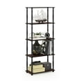 thumbnail image 4 of Furinno 23.6 W x 11.6 D x 57.4 H 5-Shelf Decorative Shelves, Dark Cherry and Black, 4 of 6