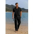 thumbnail image 3 of COOFANDY Men's 2 Piece Summer Beach Linen Button Down Shirt & Pant Outfit Set, 3 of 14