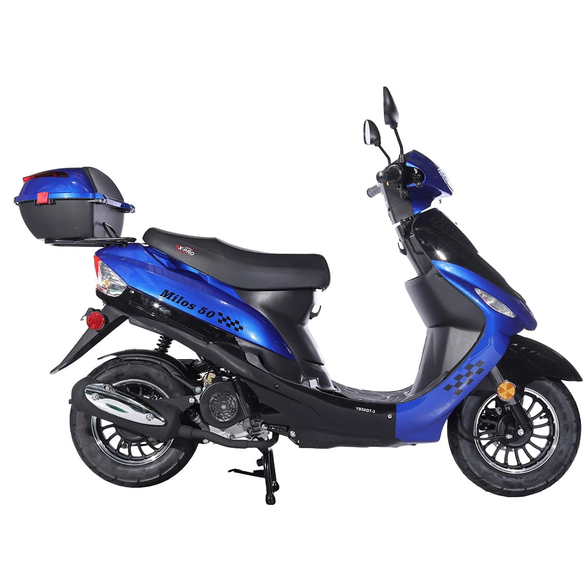 X-Pro Brand New Milos 50 Moped Scooter with 10" Aluminum Wheels, Rear Trunk, Electric/Kick Start!