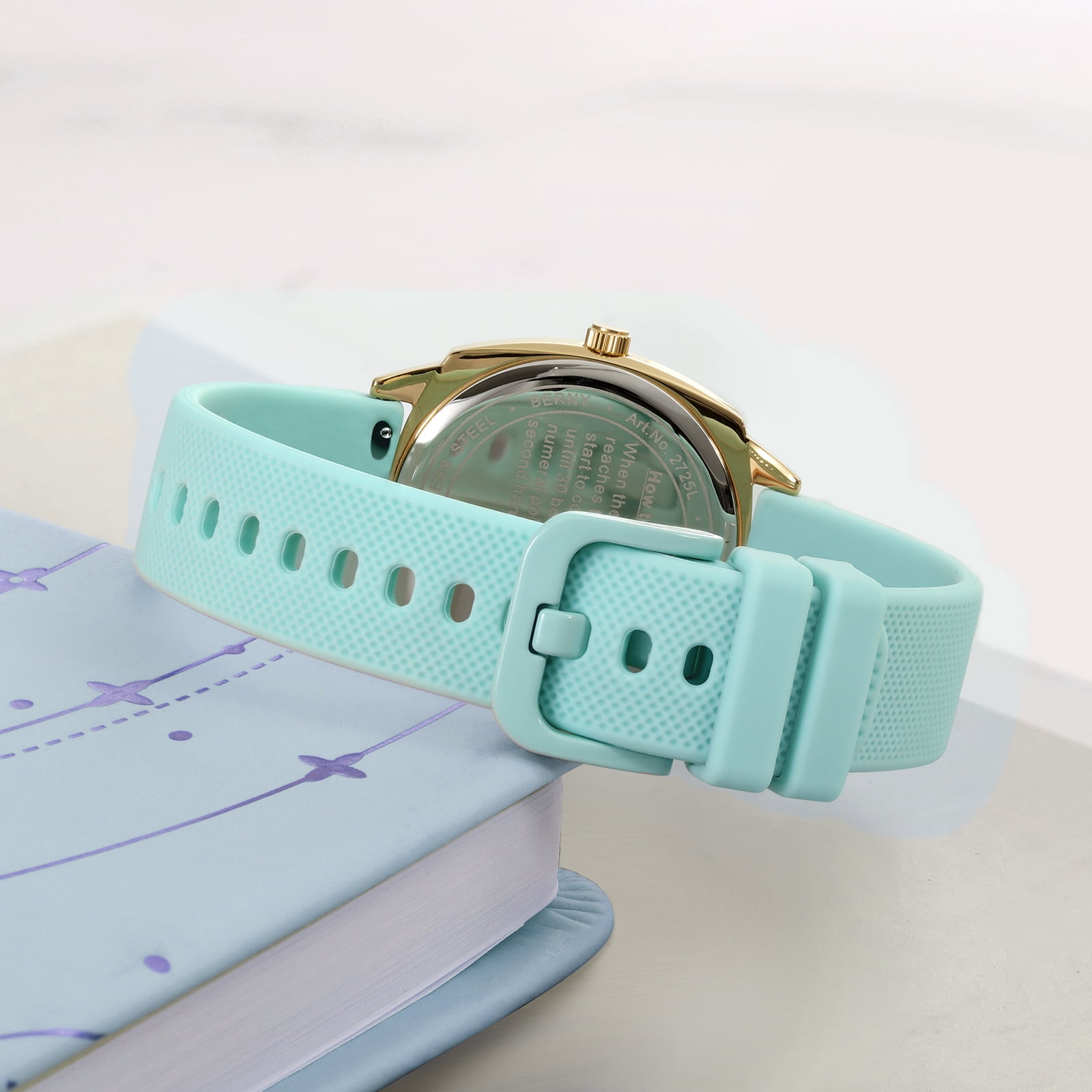 BERNY Nurse Watch for Women, Fashion Ladies Analog Quartz Watch with Silicone Strap, Pulse Meter Function, 3ATM Waterproof Womens Wristwatch, Easy Read Numerals Nursing Watch Gift, Blue