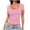 Pink, variant on Timegard Ribbed Tops for Women Square Neck Short Sleeve Slim Tee Casual Going out Comfy Tops Solid Color