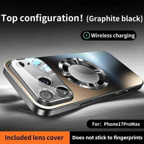 For iPhone 17 Pro Max Case Metallic Glass Magnetic Wireless Charging Lens Cover Shockproof Design Compatible with iPhone 16 15 14 13