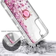 thumbnail image 3 of Compatible with Samsung Galaxy S24+ Plus Case with Tempered Glass Screen Protector, Ring Holder/Wrist Strap, Nagebee Glitter Liquid Floating Waterfall Cute Phone Cover (Rose Gold), 3 of 6